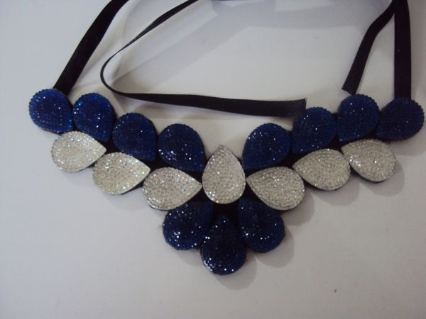 Maxi colar - Azul e Prata ( Cod18)