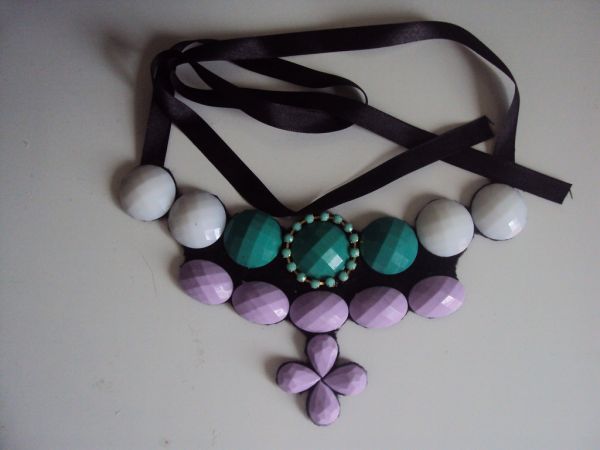 Maxi colar - roxo e verde (cod16)